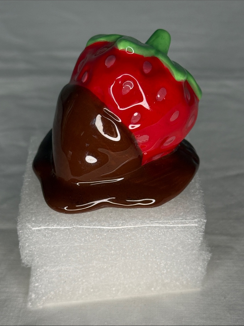 Nora Fleming Chocolate Covered Strawberry Mini Ceramic Red Brown ~2"